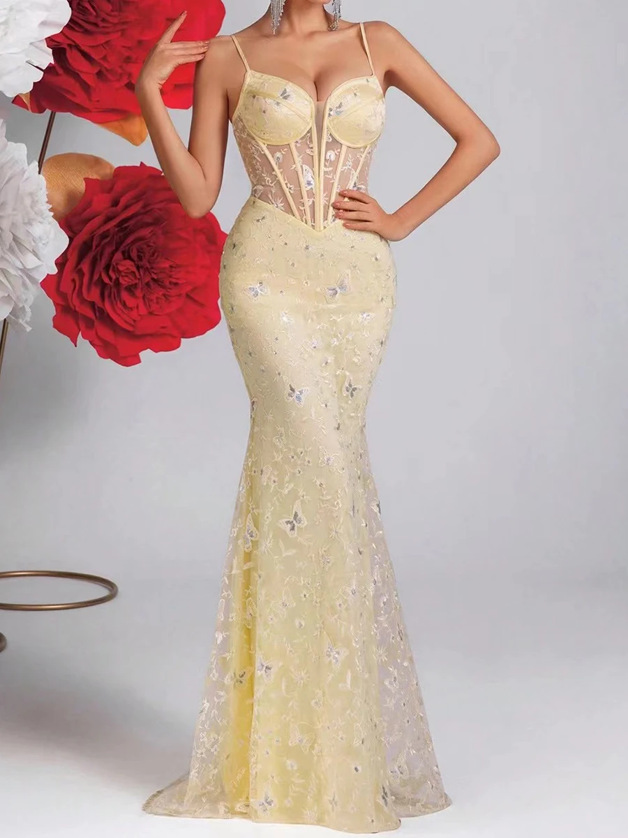 TWOTWINSTYLE, vestidos elegantes adelgazantes con bordado empalmado transparente para mujer, vestido largo tipo túnica sin mangas con cuello cuadrado, ropa femenina