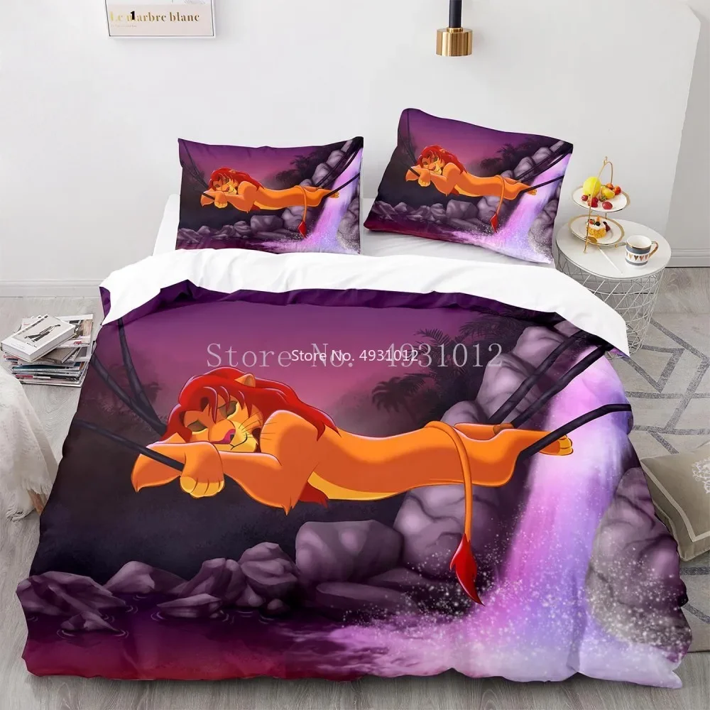 Cartoon Lion King Simba Bedding Set Duvet Cover Pillowcase Bed Comforter Cover Baby Children Adult Boys Gift Bedclothes