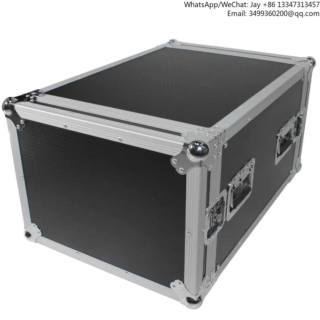 

Factory Supply Custom Aluminum Flight Case 8U Space Rack Mount ATA Flight Case 24 Inch Depth With 4 Handles