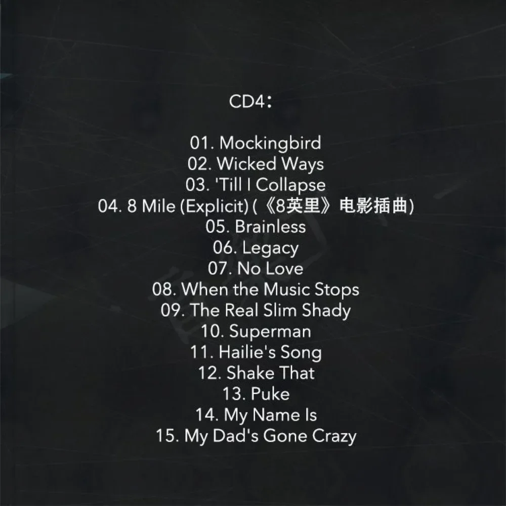 Eminem New & Greatest Hits 4CD - Legendary Hip-Hop Rap Collection - Iconic Western English Tracks for Rap Lovers