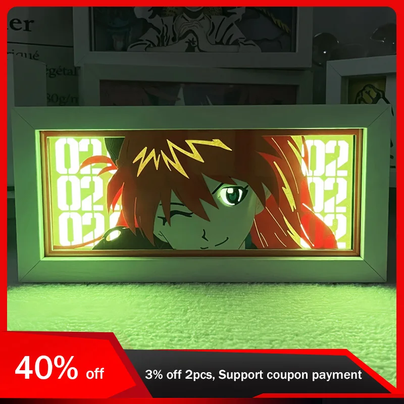 

Neon Genesis Evangelion 3D Anime Light Box Led Luminous Toys Cartoon Peripherals Light Bedroom Table Birthday Decoration Hobbies