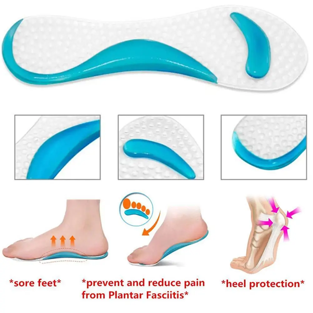 1 paio di solette di supporto per arco di massaggio in Gel di Silicone plantare plantare prevenire il bozzolo del piede tacchi alti scarpe Pad piedi strumenti per la cura delle donne