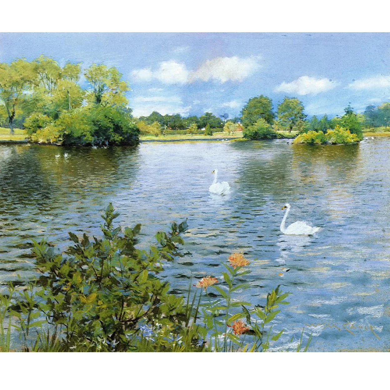 William Merritt Chase paintings,A Long Island Lake,American landscape  oil painting,Hand painted Modern wall art picture