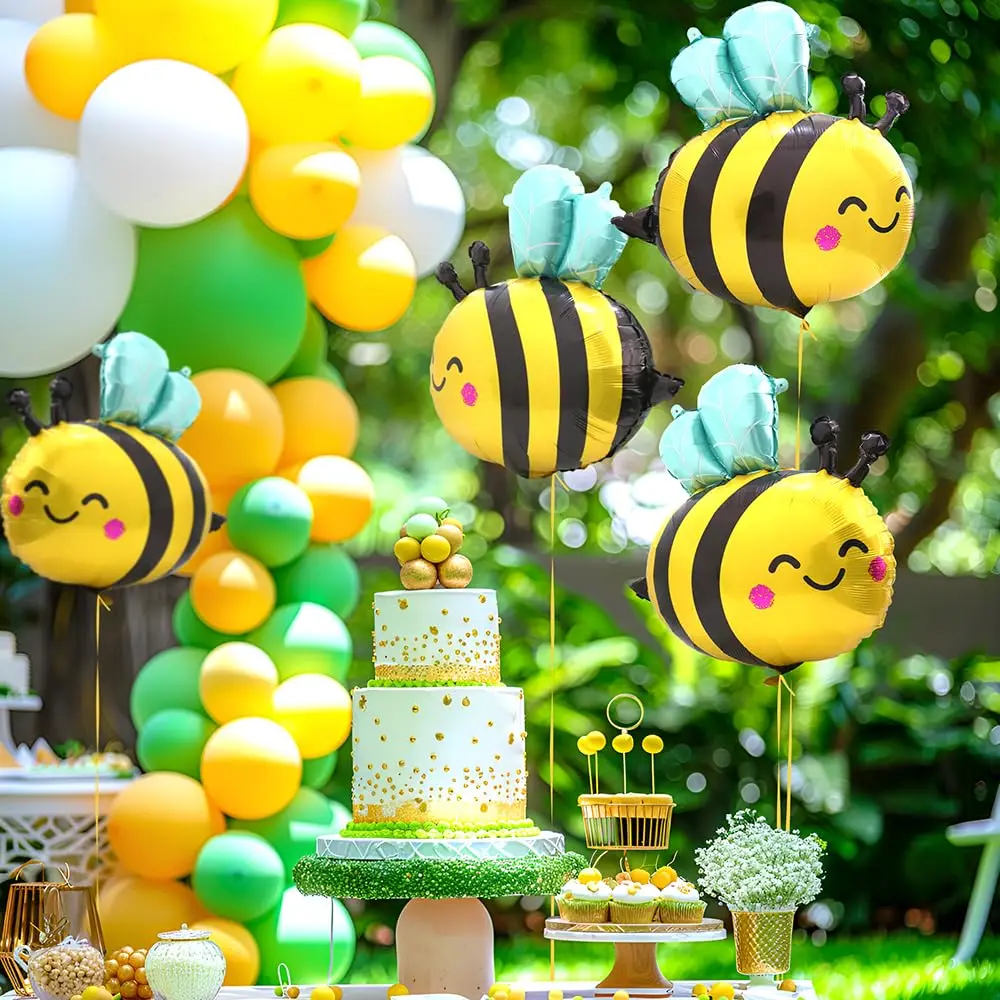 Biene Luftballons Lächeln Gesicht Biene Folie Mylar Luftballons Für Bienen Motto Party Geburtstag Baby Dusche Hochzeit Party Dekorationen Lieferungen – Detail 4