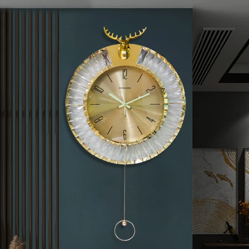 Pendulum Quartz Wall Clock Living Room Gold Unique Luxury Wall Clock Aesthetic Design Battery Design Orologio Da Parete Decor