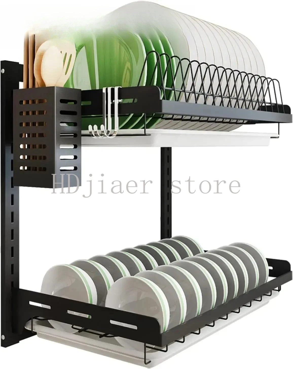 

Kitchen Dish Rack,Hanging Dish Drying Rack Organizer Storage Shelf Over Sink,2 Tier Wall Mount Bowl Holder with Drain Tray