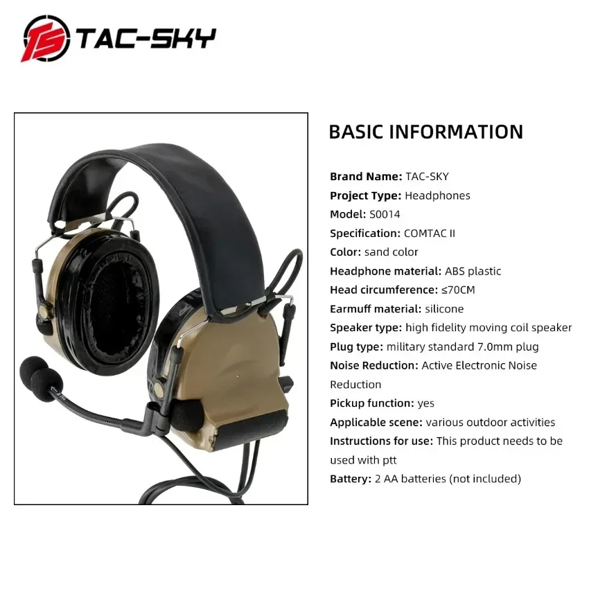 TAC-SKY Tactical Headset COMTA II Hearing Protection Noise Reduction Airsoft Headphone Electronic Shooting Earmuff With U94 PTT