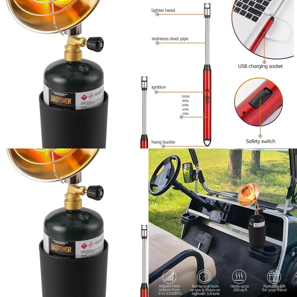 

Portable 6200 BTU Propane Golf Cart Heater with Cup Holder (Fuel Not Included)