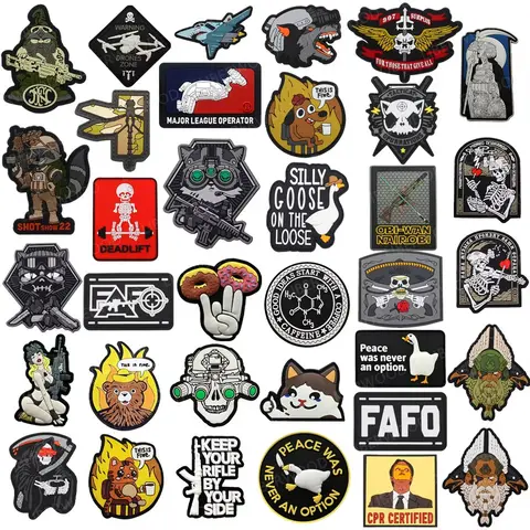 Engraçado pvc pato remendo fafo elevador morto tático sniper gato mítico odin viking remendos uav cpr certificado aviso emblema fino