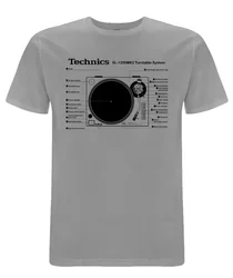 NEW Technics 1200-MK2 Turntable System T-shirt Grey s-xxl DJ Decks Vinyl Record