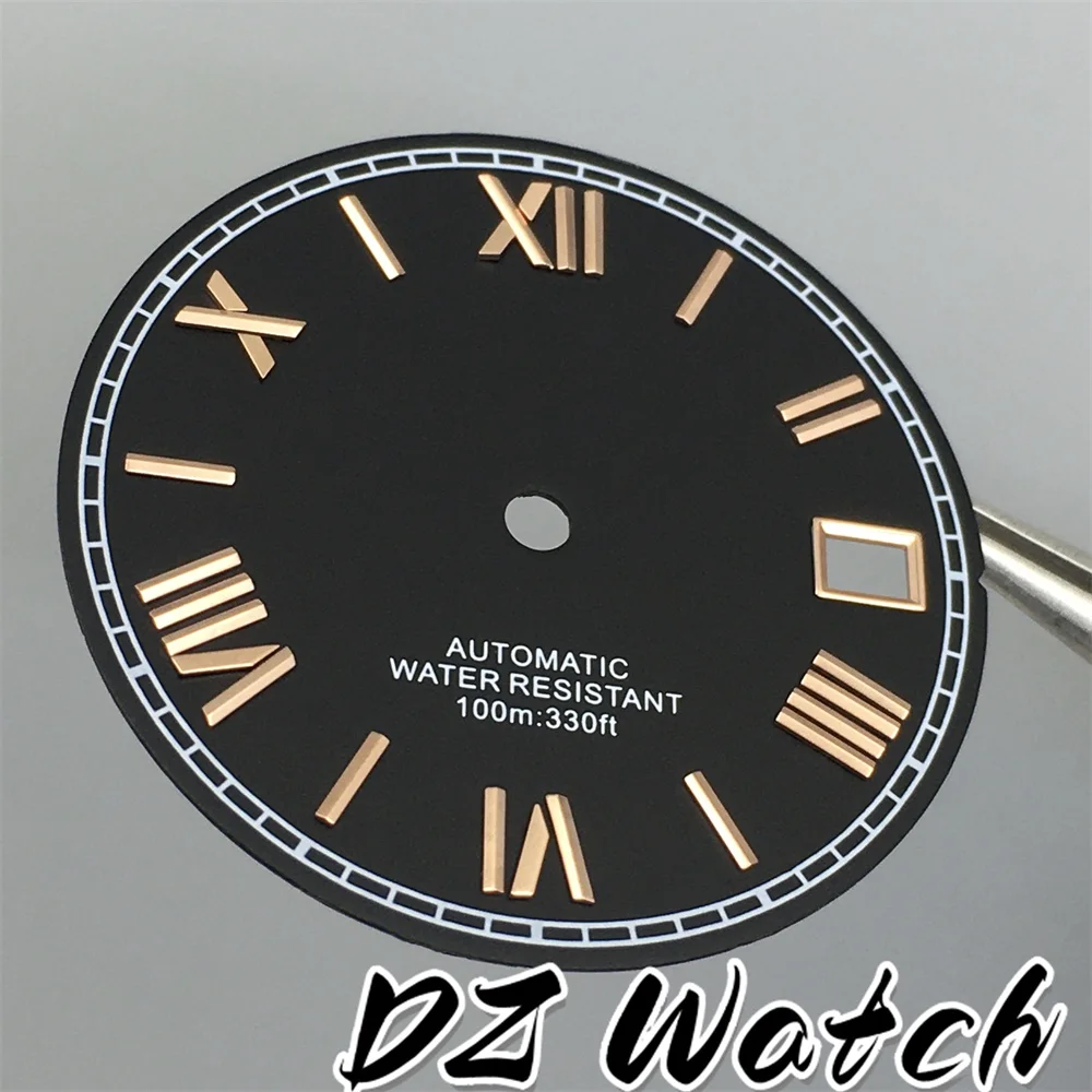 DZ 29mm Black Blue Gold Red White Dial Roman Number Index Suitable For NH35 Movement Watch Accessories view 6