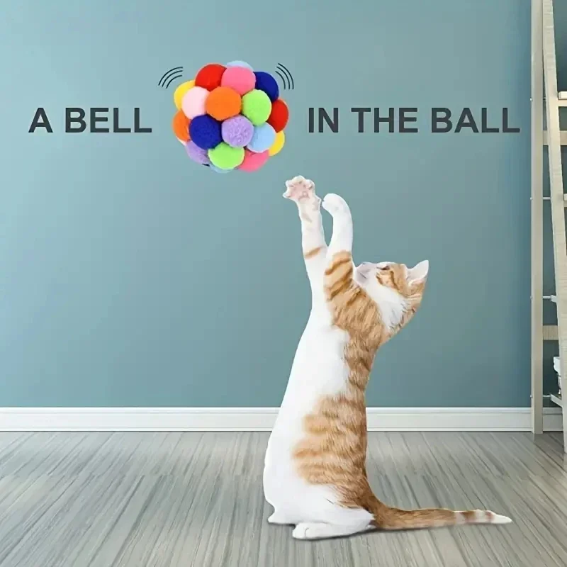 1/3Pcs Cat Toys, Plush Bell Balls, Colorful Yarn Balls for Cats, Interactive Pet Ball Toys for Chasing and Playing