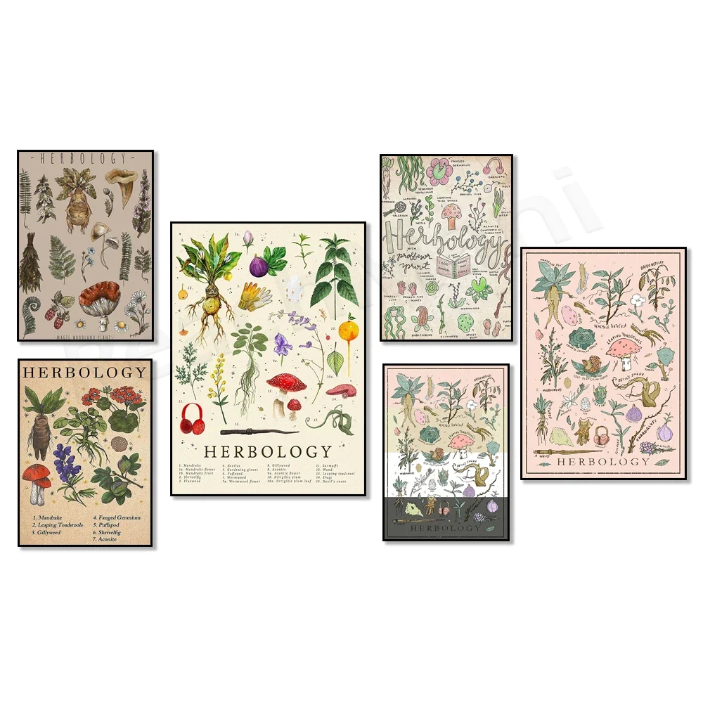 Kräuter-Poster, Pflanzen-Zauber-Poster, Kräuterpflanzen-Poster Heimdekoration Wandkunst-Poster Gartenliebe Ideales Geschenk