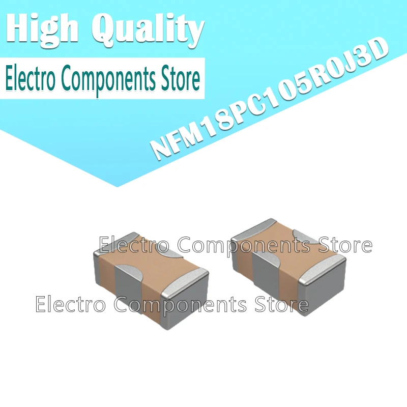 10PCS CHIP 3-TERMINAL CAPACITOR FOR LARGE CURRENT NFM18CC101R1C3D Feed Through Capacitors CAP FEEDTHRU 100PF 16V 0603 1608