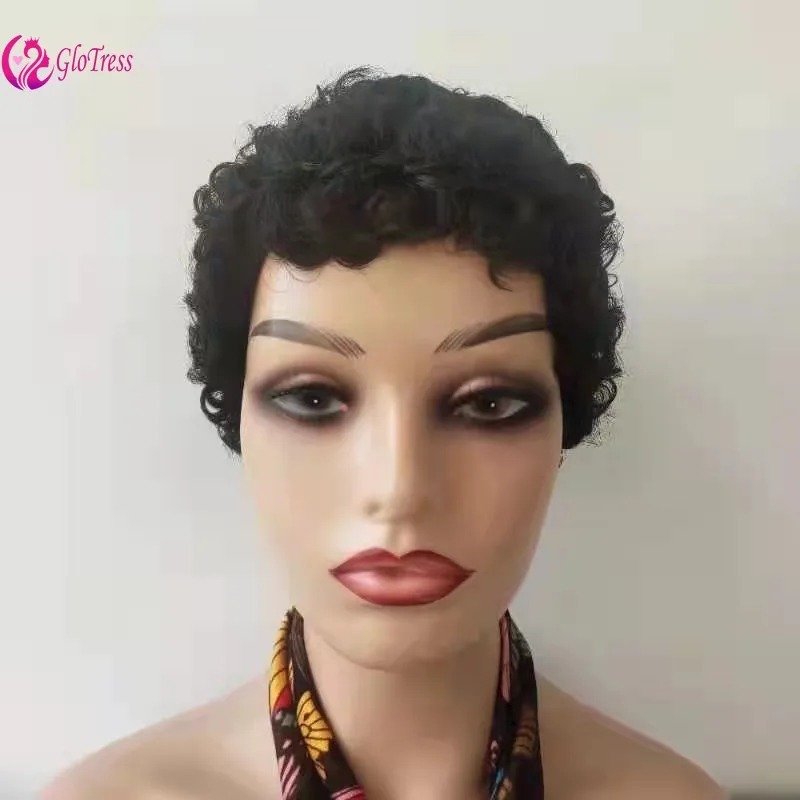 

Короткие вьющиеся парики из натуральных волос для женщин, полностью машинная стрижка, бразильский парик из натуральных волос с стрижкой пикси для ежедневного использования 27/натуральный цвет