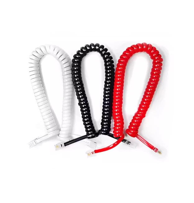 line for landline phone white black red contractive 27 cm protracted 200 cm office home canvas retro phone