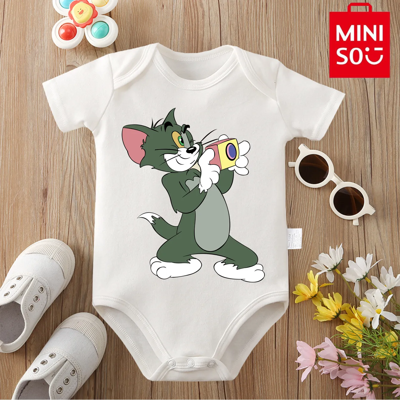 

MINISO&Tom and Jerry Pure Cotton Cloths Cute Exquisite Print Onesie Soft Bodysuit for Baby Jumpsuit for 0 To 12 Months Newborn