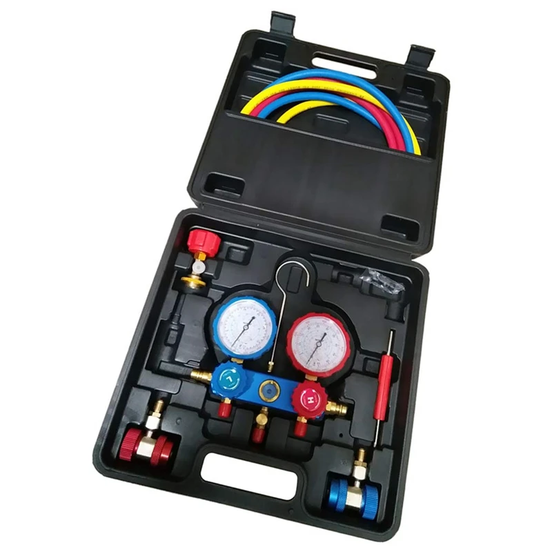 NEW-Auto Manifold Gauge Set A/C Refrigeration Kit With 2 Quick Coupler AC Manifold Gauge Set For R134A Air-Conditioning Refriger