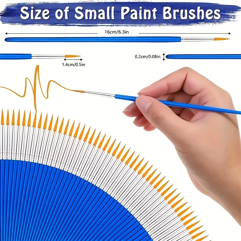 50pcs Pointed Nylon Brush Hairs Painting Tools - Highly Suitable for Acrylic Painting, Watercolor Painting, Oil Painting and DIY
