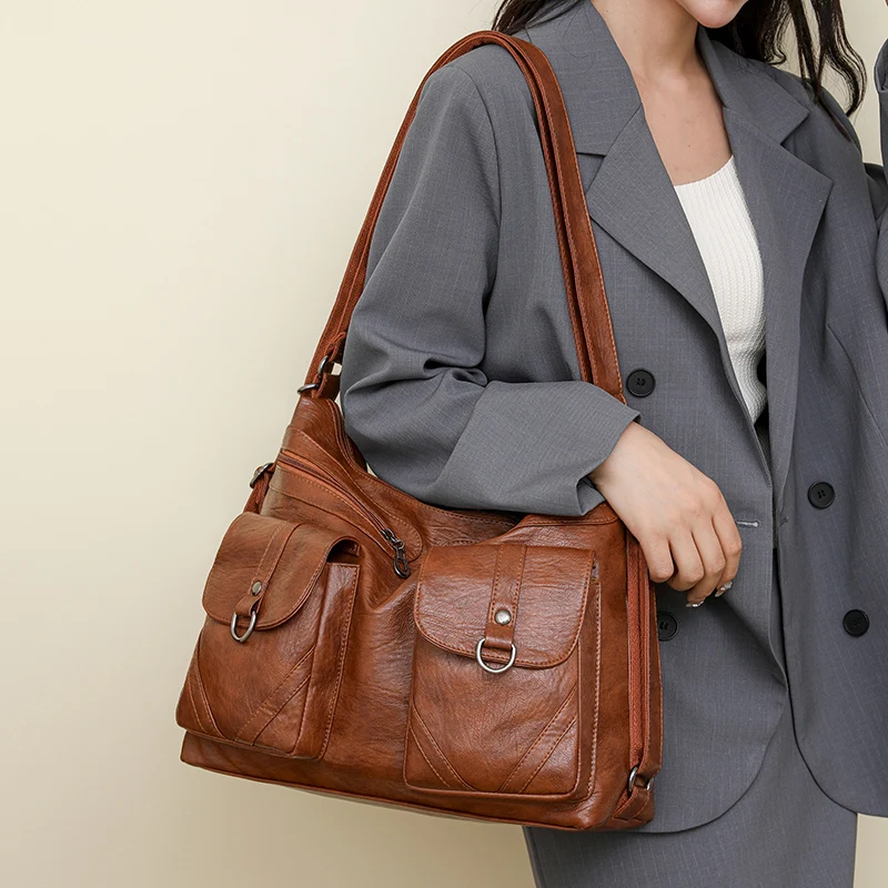 

2023 Новая женская сумка через плечо из искусственной кожи, тонкая сумка через плечо, водонепроницаемая сумка с внутренними карманами, модное повседневное использование