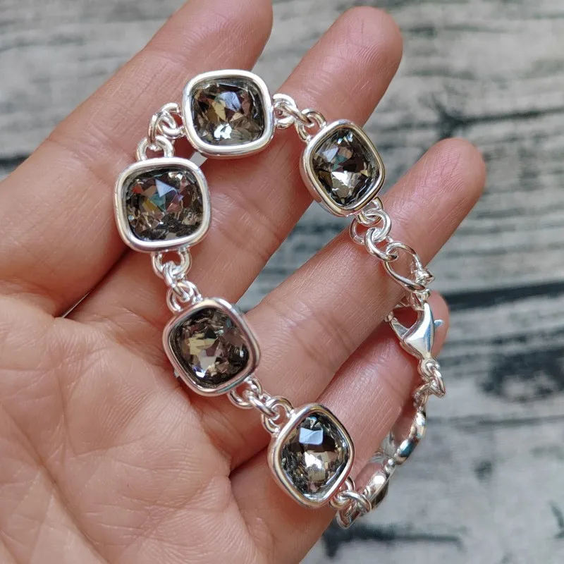 

Новый европейско-американский браслет с инкрустацией серыми камнями, идеальный подарок для девушек на День святого Валентина.