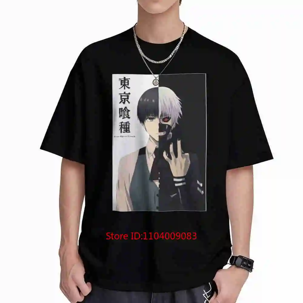 Tokyo Ghoul Split Face Ken Kaneki Kanji Short Sleeve Tee 100% Cotton T-Shirt