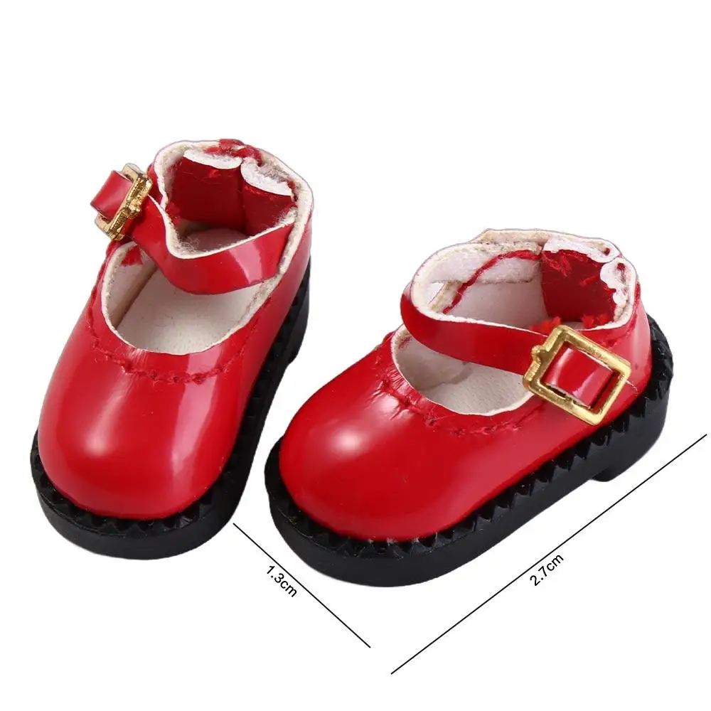 1Pair PU Cute Round Toe Shoes PU Leather Doll Sandals Mini 2.7*1.3cm 12 BJD Doll OB11 Princess Shoes Children Toys