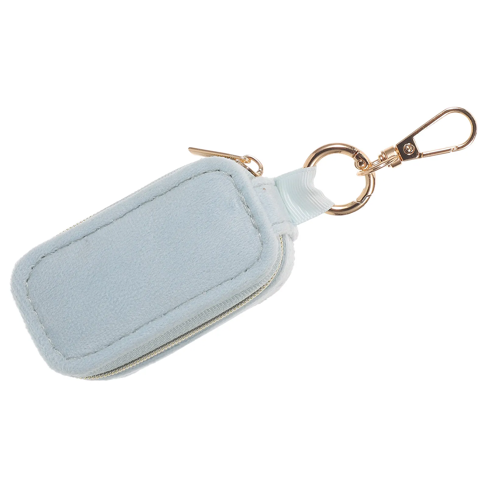 

Portable Mini Jewelry Case Sky-Blue Hanging Keychain Ring Holder Organizer Travel Earrings Necklace Storage Bag Wedding Vacation