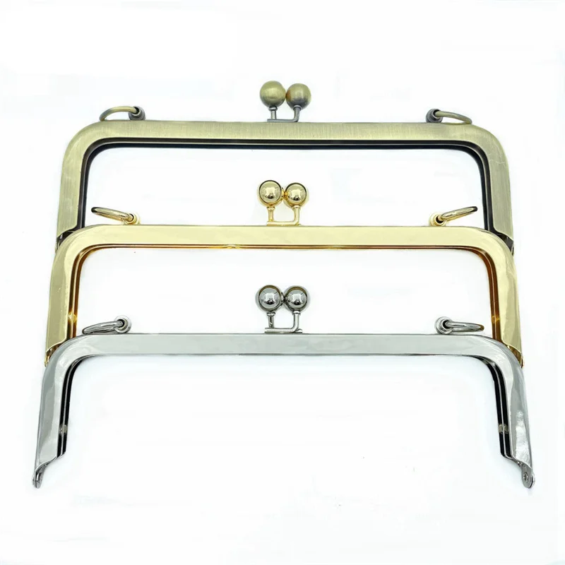 

20cm Square Smooth Handles Bead Head Purse Frames Metal Kiss Clasp DIY Bags Sewing Brackets Screw Wallet Framework Handle