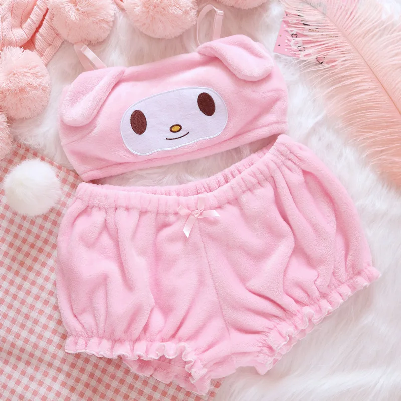 Soft Velvet Women\'s Sleepwear For Teenagers Pink Home Clothing Two Piece Autumn Winter Cute Underwear Kawaii Pajamas Pj Shorts