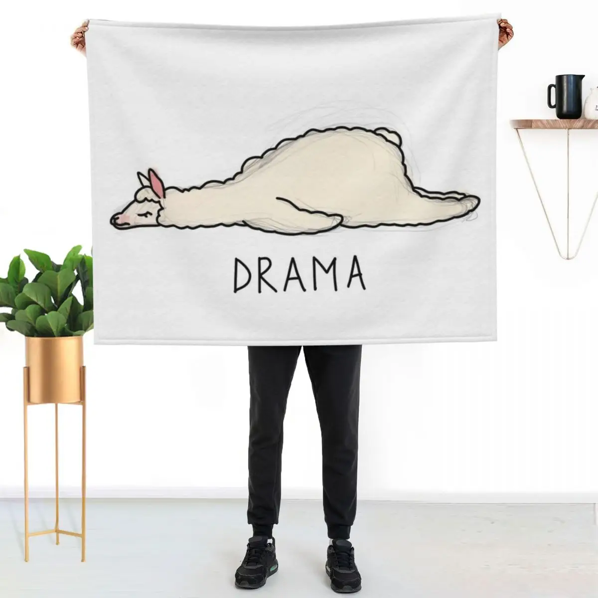 

LAMA-DRAMA Throw Blanket Lightweight Warm Blanket for Travel Camping
