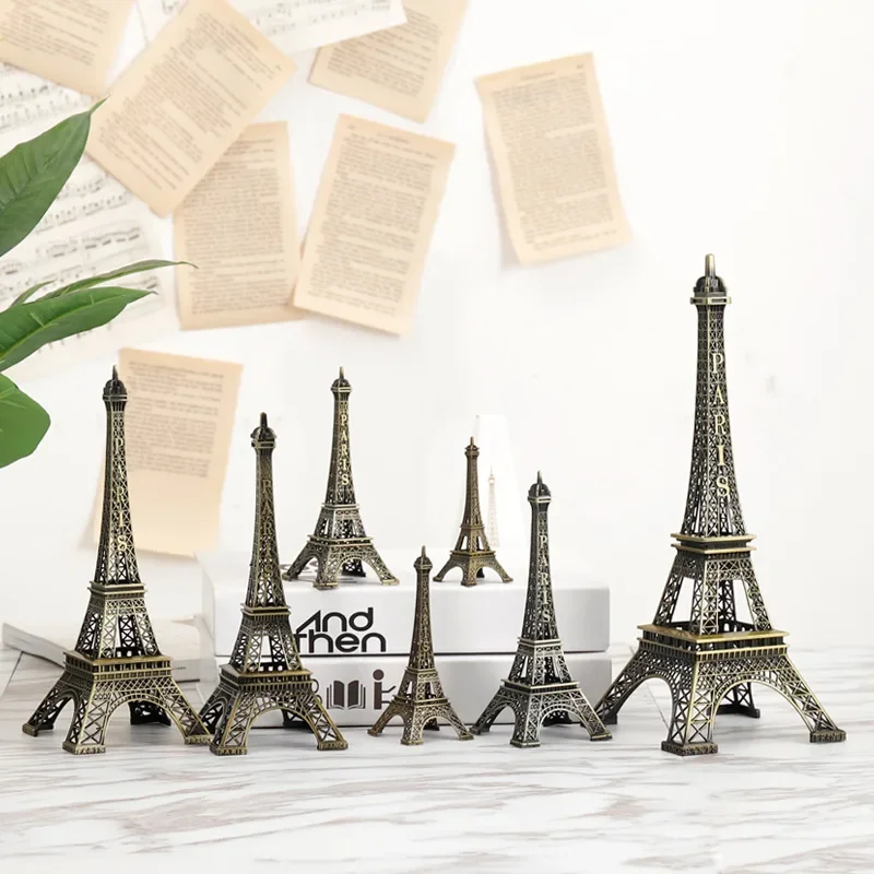 Bronze Paris Eiffel Tower Metal Crafts Home Decoration Accessories Figurine Statue Model Souvenir Home Interior Design