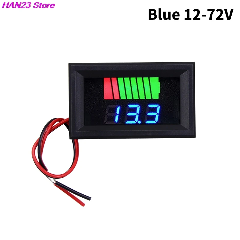 1PC Car Battery Charge Level Waterproof Indicator 12V-72V 84V Lithium Battery Capacity Meter Tester Display LED Tester Voltmeter