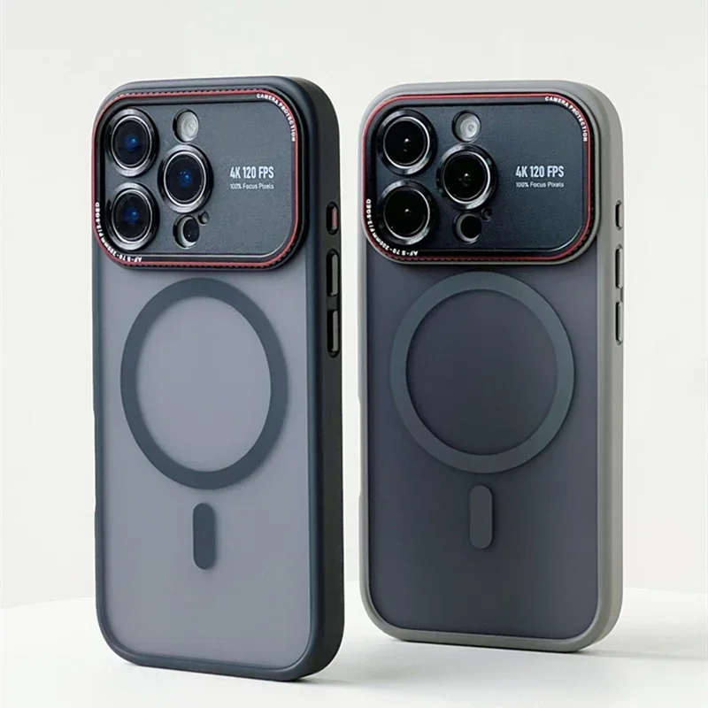 

Новый минималистичный матовый магнитный чехол для iPhone 15 Pro Max, 16, 17, 14 с полной защитой объектива, противоударный бампер, жесткая накладка