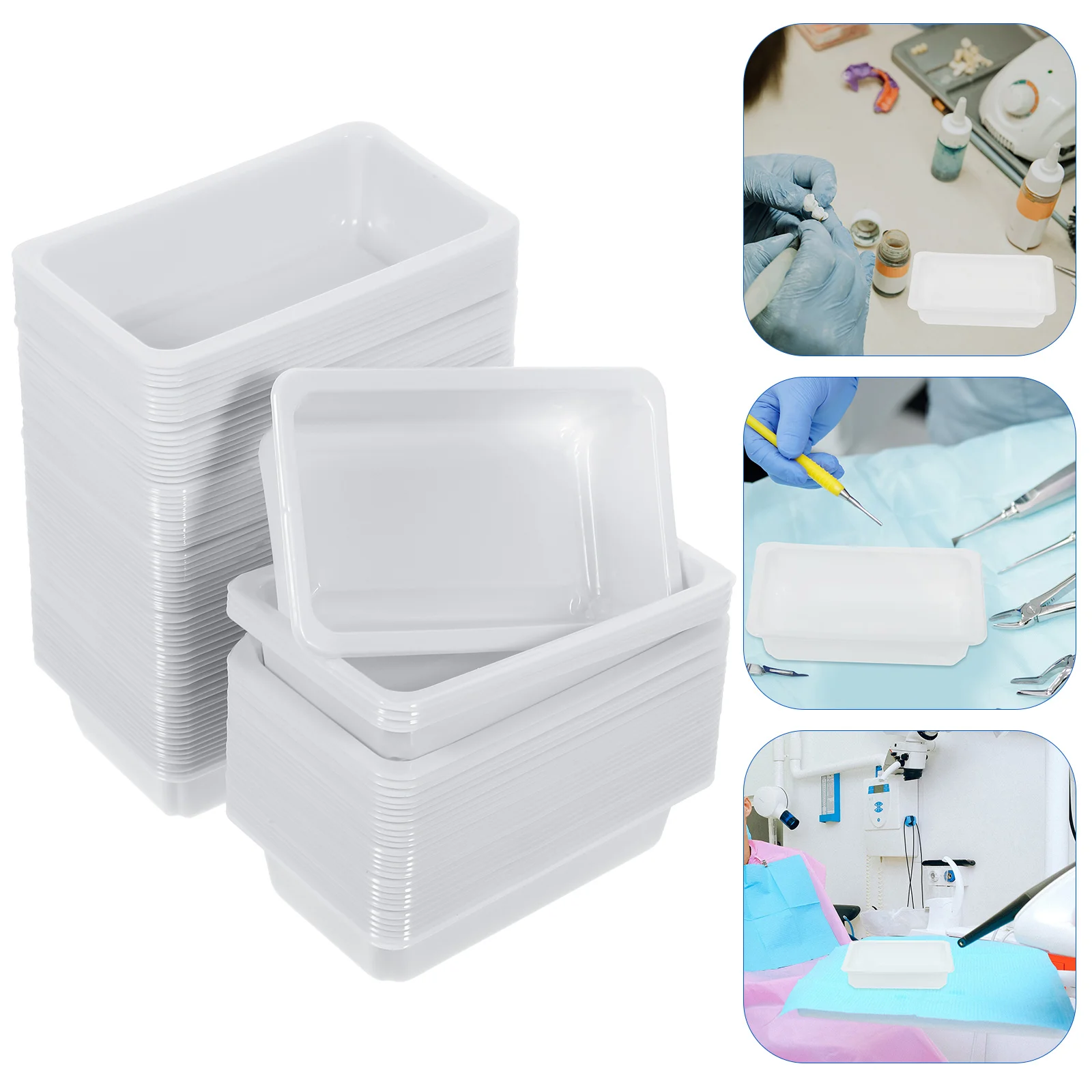 100 Pcs Instrument Tray Supplies Plastic Food Storage Containers with Lids Clinical