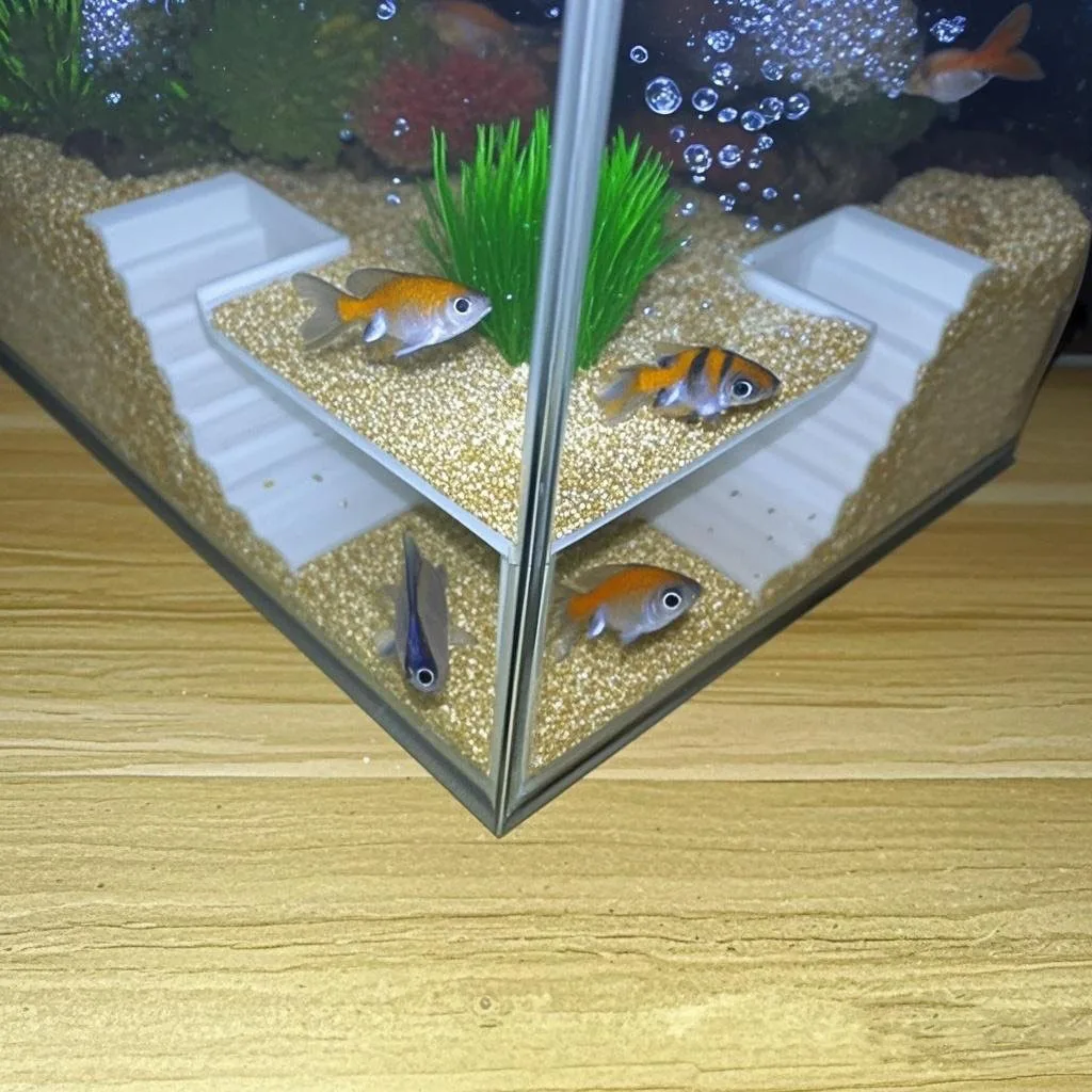 

Aquarium Corner Cave Tunnel Shelter，Durable Fish and Shrimp Hideout with Play and Rest Area, Observation Windows