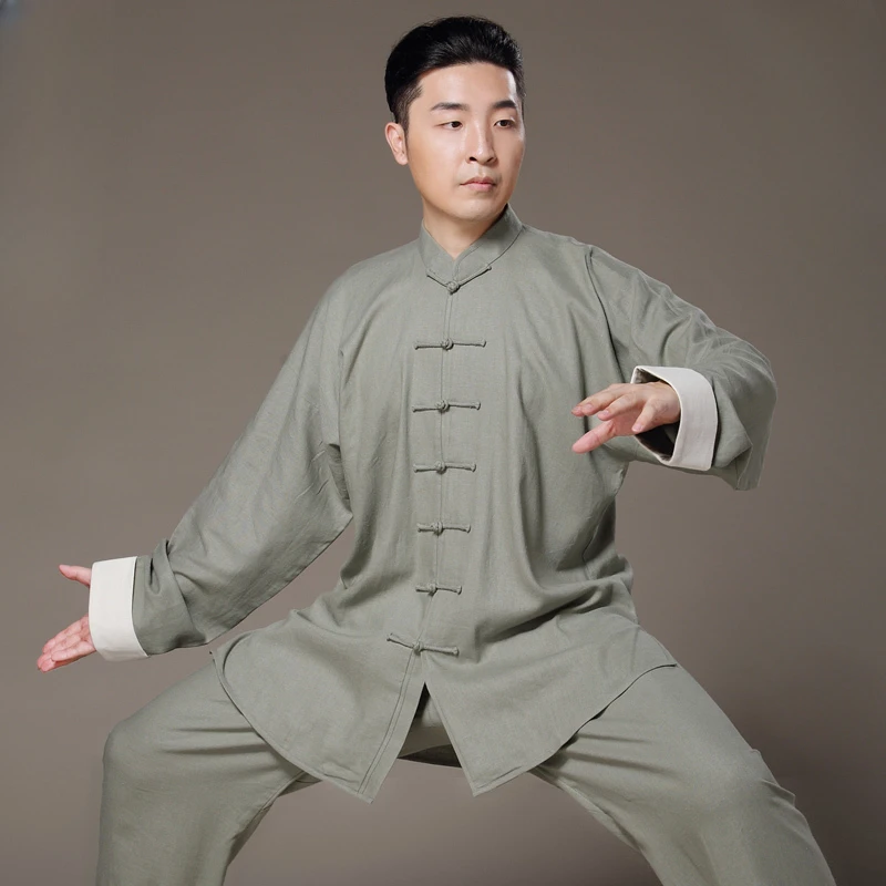 

Flax Tai Chi uniform Taiji Boxing Performance Clothing Autumn Summer linen Kung Fu Suit Wing Chun Uniform Chinese style