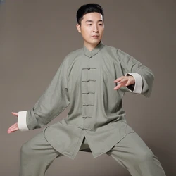 Flax Tai Chi uniform Taiji Boxing Performance Clothing Autumn Summer linen Kung Fu Suit Wing Chun Uniform Chinese style