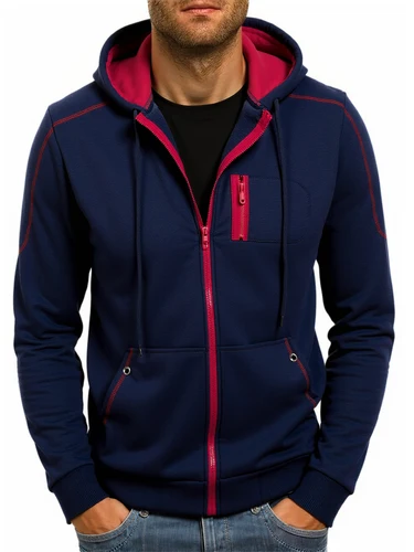 Imagen 2 del producto Otoño hombres abrigos con capucha chaqueta de manga larga Casual cierre de cremallera Sudadera con capucha Slim Fit ropa de calle ropa deportiva ropa masculina