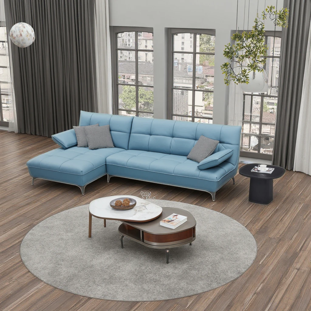 Home Leather Modular Corner Sofa Set Contemporary Italian Style PFZION with Customizable Colors Modern Living Room Furniture