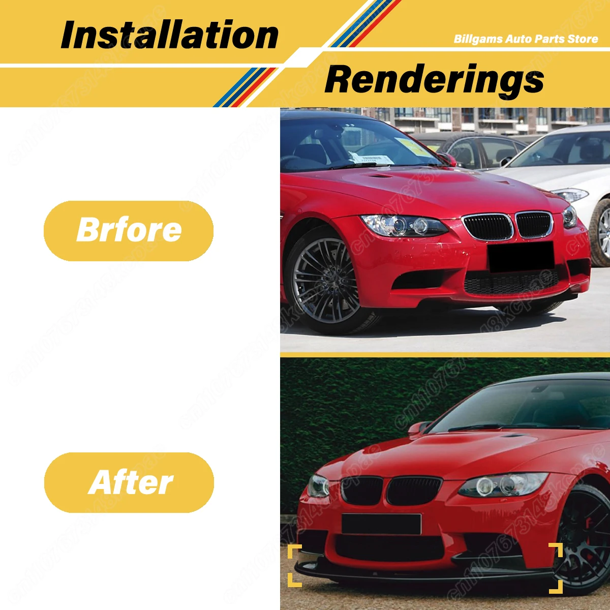 For BMW 3 Series M3 E90 E91 E92 E93 2006 2007 2008 2009 2010 2011 2012 2013 Car Front Bumper Splitter Lip Diffuser Modification - view 2