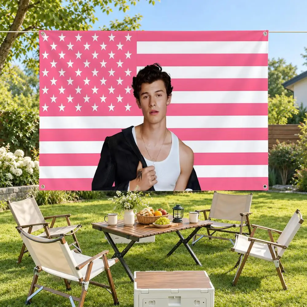Singer Shawn Mendes Flags Minimalist Fabric Banner Flags Garden Shop Bedroom Festival Birthday Wall Decor