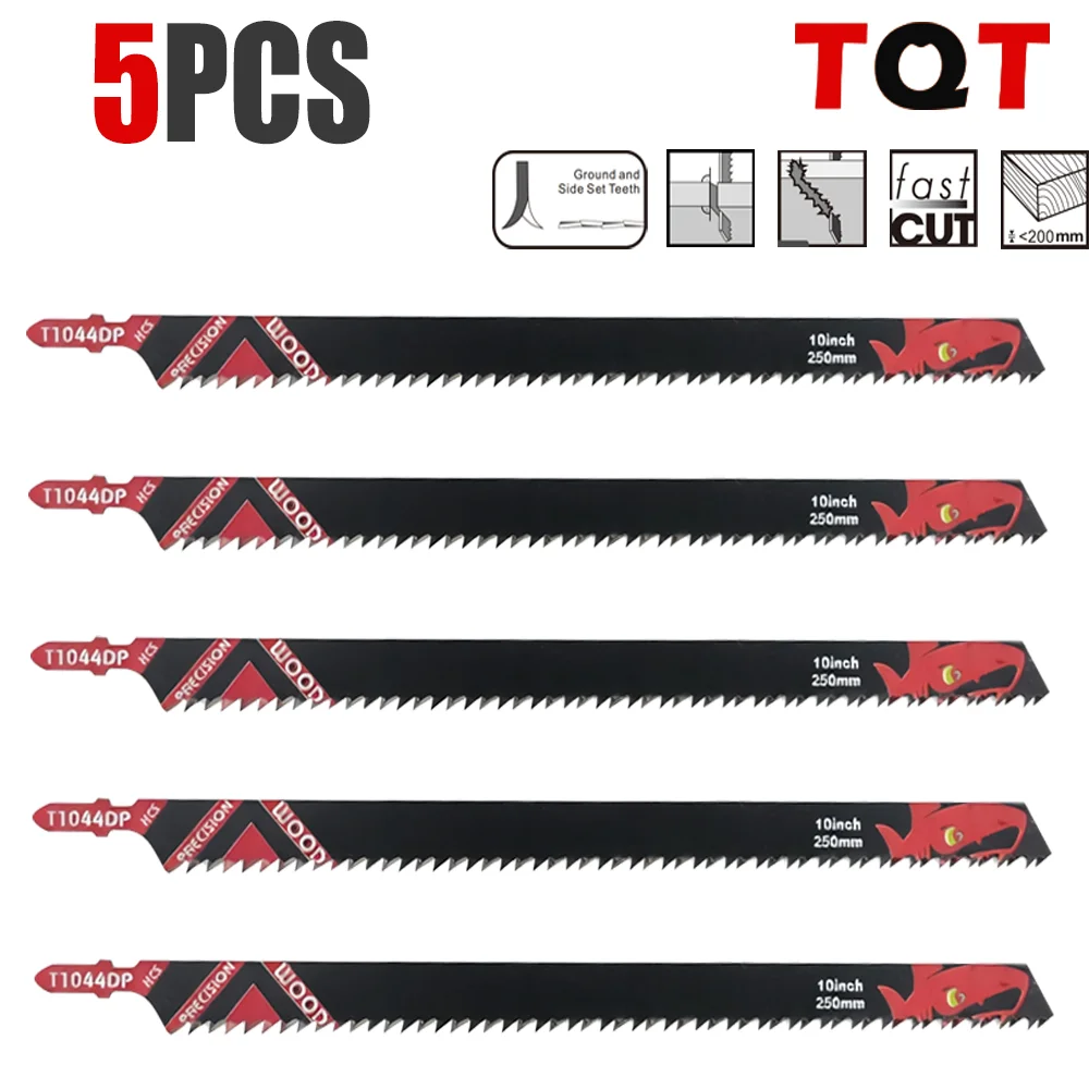 9.8-Inch 6Tp T1044Dp Long Jigsaw Blades for Wood, 5/10-Pack Sabre Saw Blades, Professional Woodworking Blades for Fast Cutting