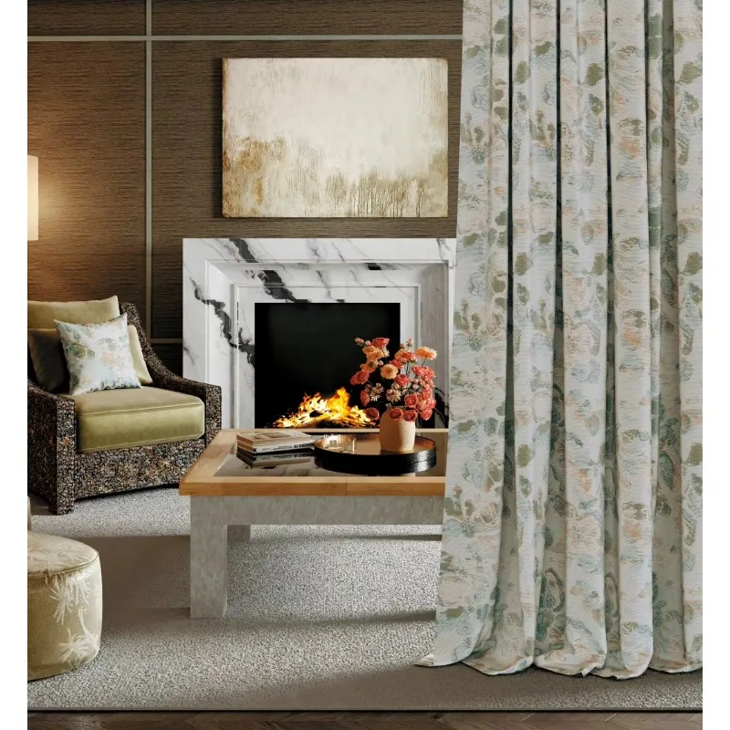 Luxury Jacquard Curtains Premium Chenille Blend Embroidered Curtains Light Blocking Drapes for Living Room Interior Design