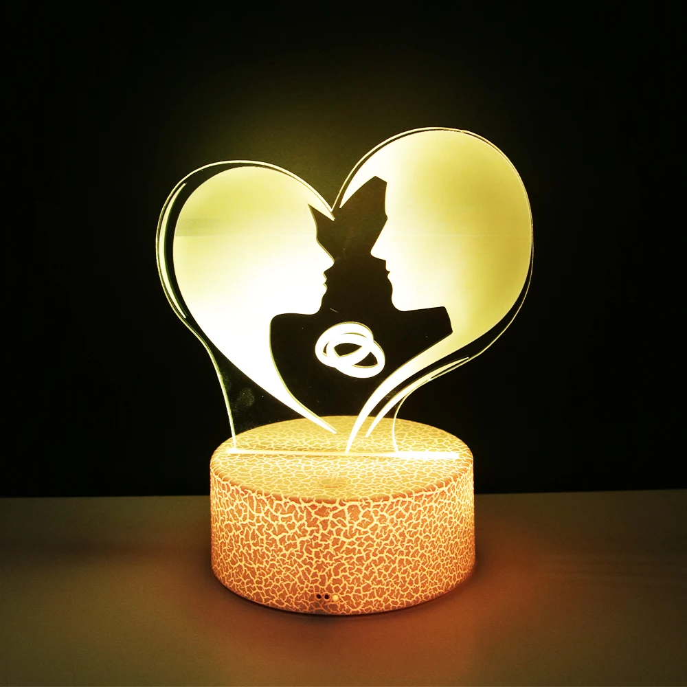 Led Love Night Lights Romantic Couple Lamp 16color Touch Remote Control Valentine's Day Gifts Room Decor Heart Light Anniversary