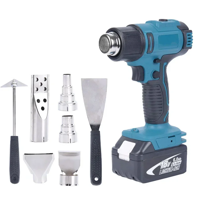 

L18V Cordless Heat Gun Hot Air Machine High Power Lithium Rechargeable Heating Equipment Temperatures Adjustable Glue Gun 1200W