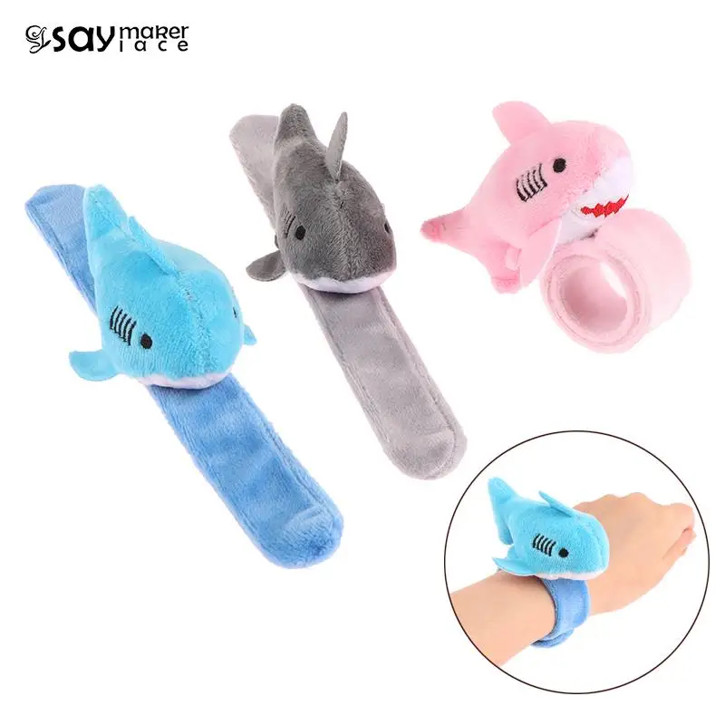 Cute Plush Shark Wristband Stuffed Animal Slap Bracelet Slap Rings Slap Band Toy For Kids Party Favor Birthday Gift