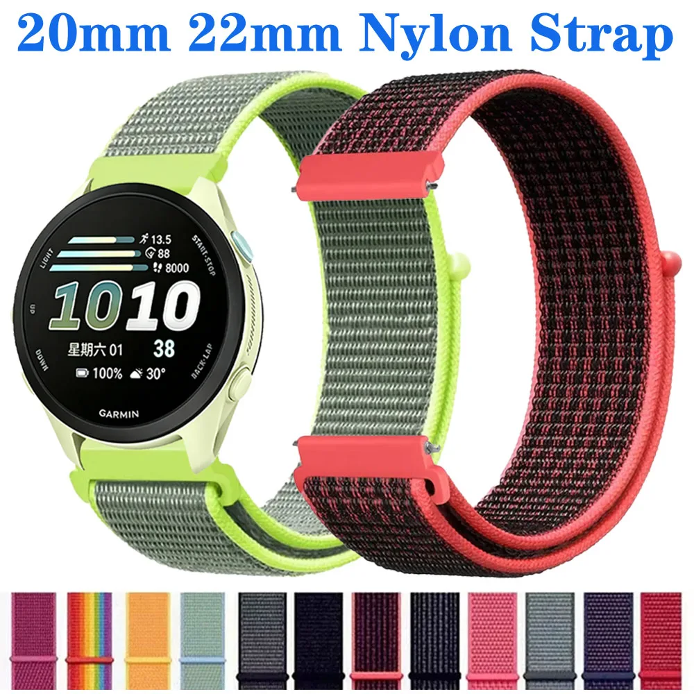 20mm 22mm Nylon Strap for Garmin Forerunner 170 70 970 570 55 Comfortable Wristband for Garmin Venu 4 45mm Amazfit Bip 5-6-Max