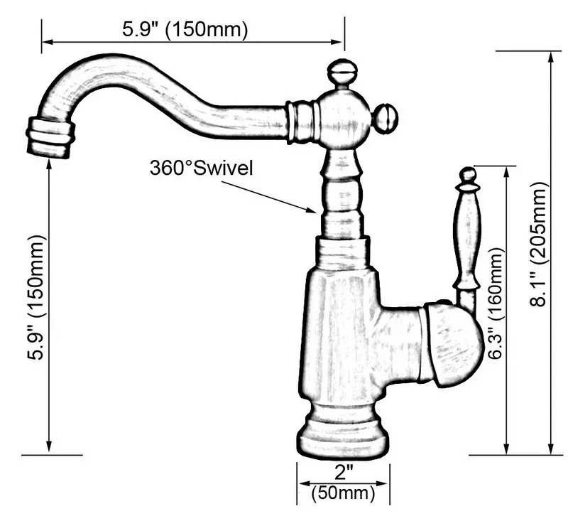 مصقول الكروم النحاس قطب صنبور بالوعة الحمام صنبور حوض المطبخ الباردة والساخنة خلاط المياه الصنابير Dnfc1