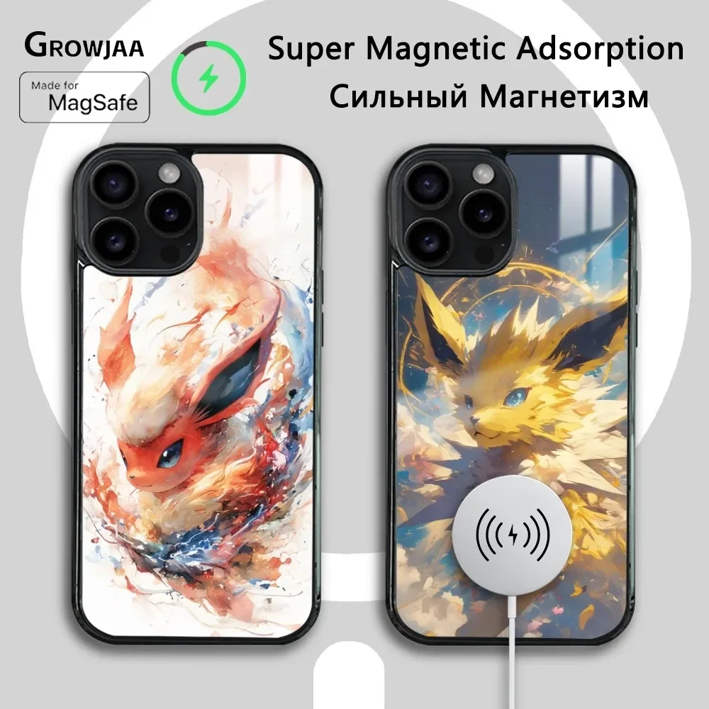 Eevee Ink Painting Style Phone Case For iPhone 16 15 14 13 12 11 Pro Max Plus Mini Magsafe Mirror Wireless Magnetic Cover